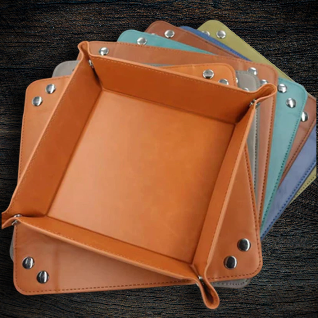Custom Laser-Engraved Leatherette Valet Tray | Snap Catchall Organizer