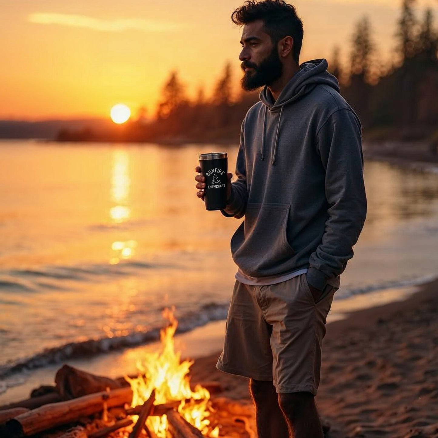 Bonfire Enthusiast Black Stainless Steel Tumbler