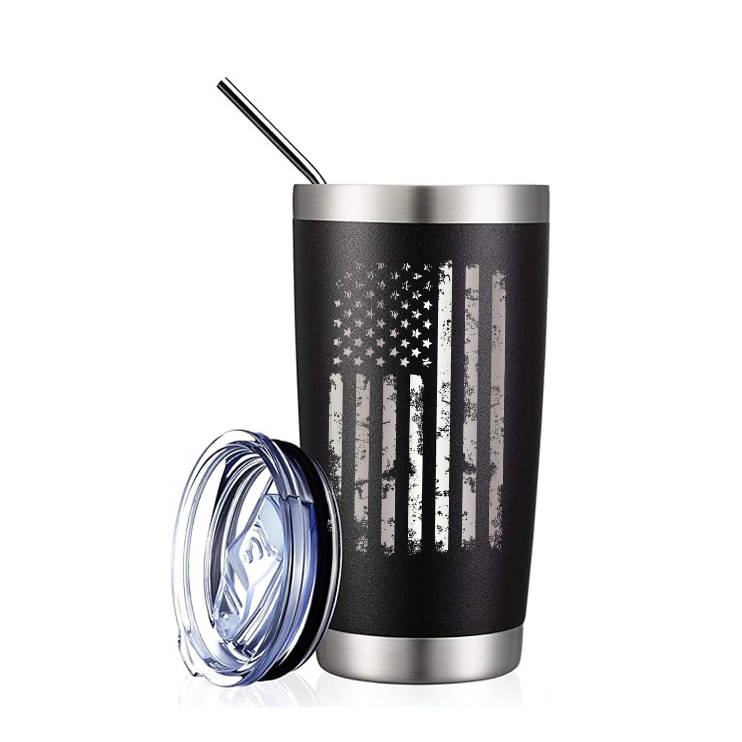 Distressed American Flag Stainless Steel Tumbler - Patriotic Drinkware