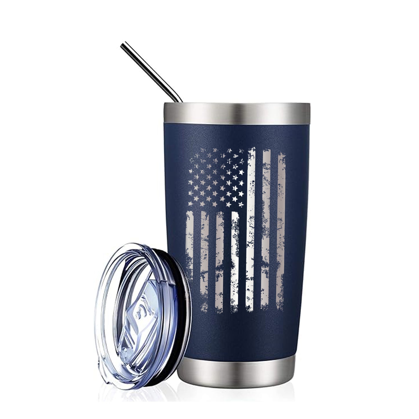 Distressed American Flag Stainless Steel Tumbler - Patriotic Drinkware