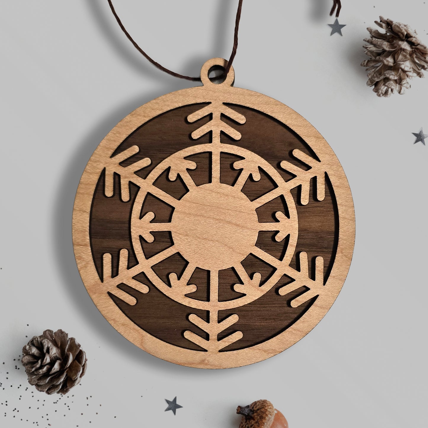 Nordic Snowflake Layered Wood Ornament