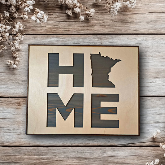 Minnesota "HOME" Wood Wall Art