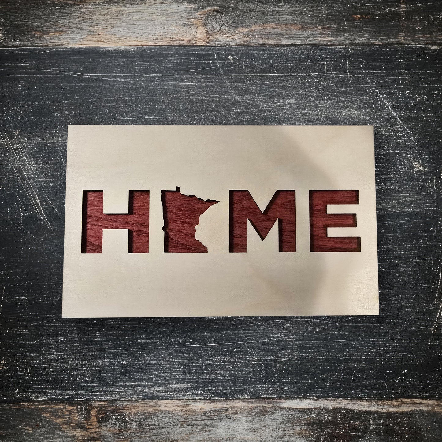 Minnesota "HOME" Wood Sign
