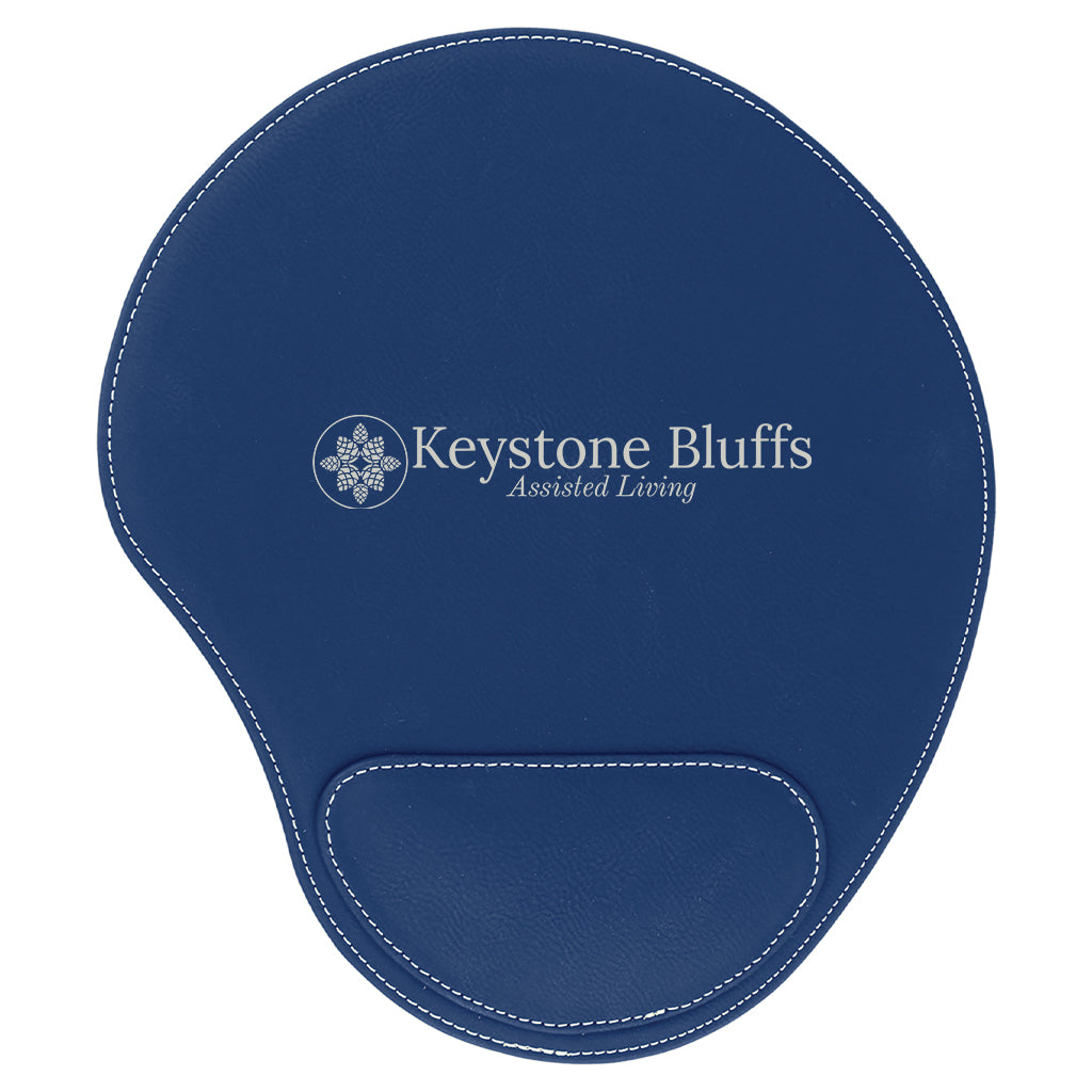Blue/Silver Leatherette Mouse Pad