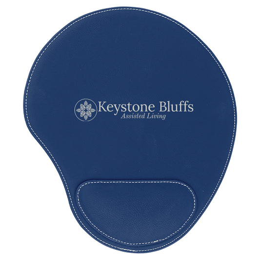 Blue/Silver Leatherette Mouse Pad