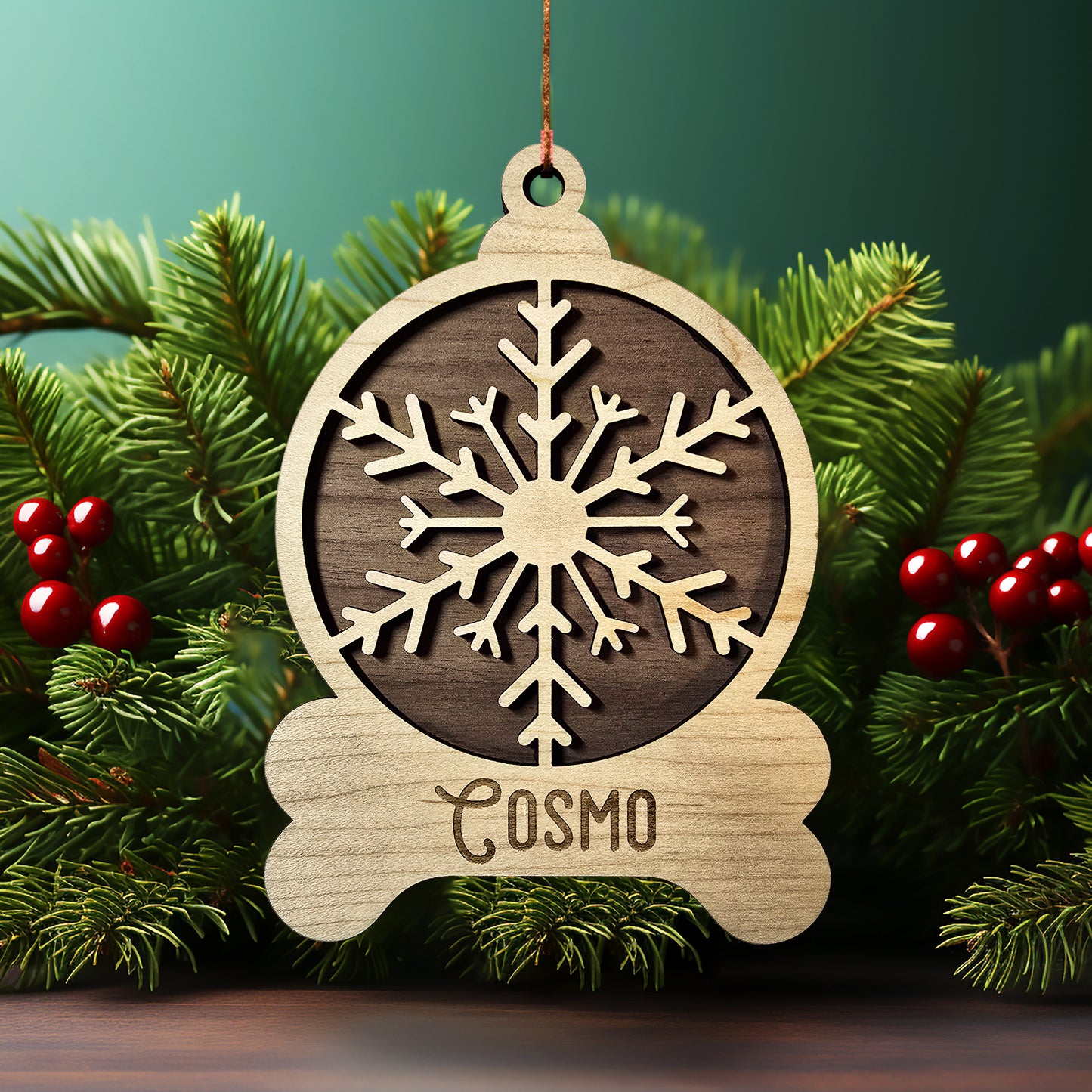 Custom Dog Ornament – Snowflake Design