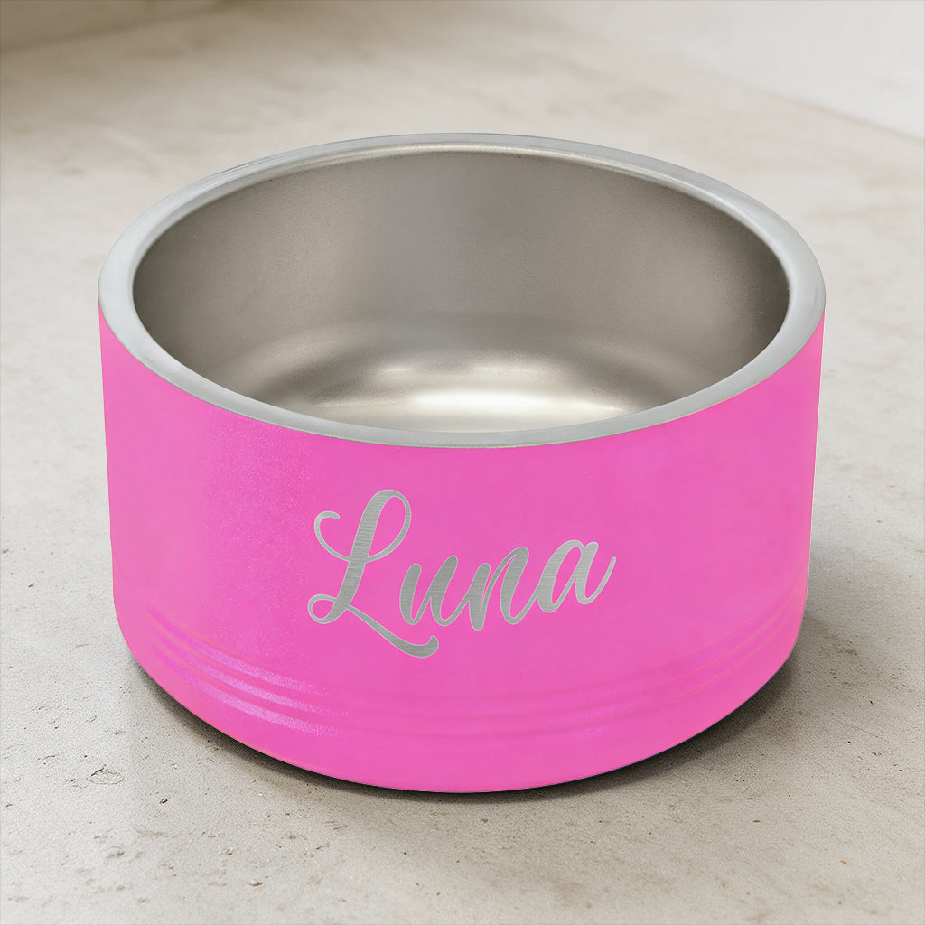 Custom Laser-Engraved Stainless Steel Pet Bowl | Non-Slip Insulated Dish