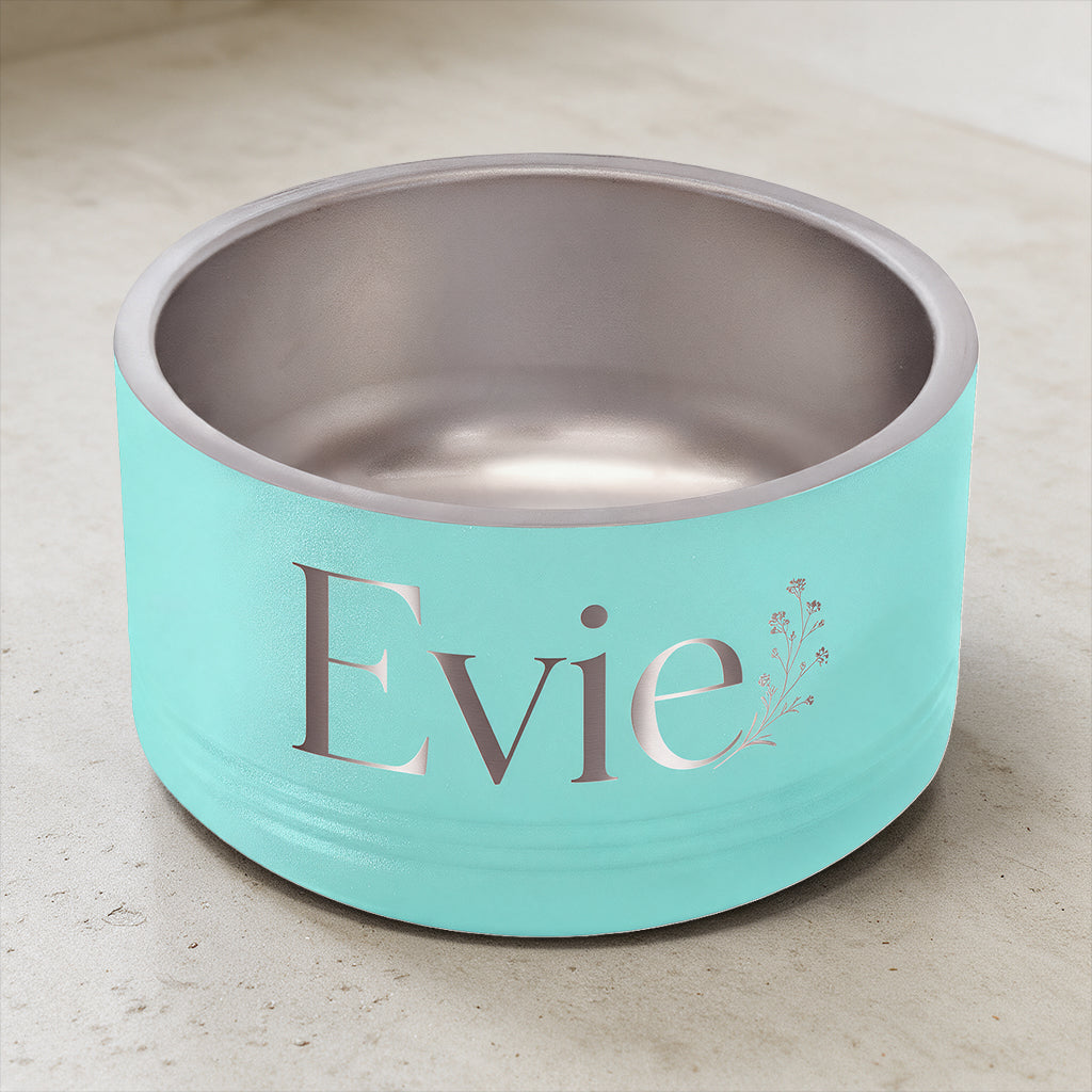 Custom Laser-Engraved Stainless Steel Pet Bowl | Non-Slip Insulated Dish
