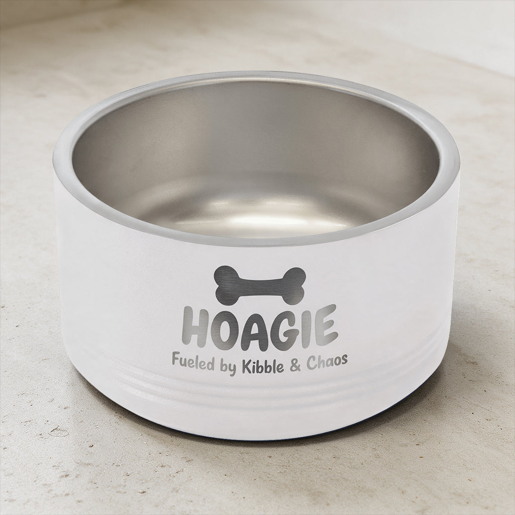 Custom Laser-Engraved Stainless Steel Pet Bowl | Non-Slip Insulated Dish