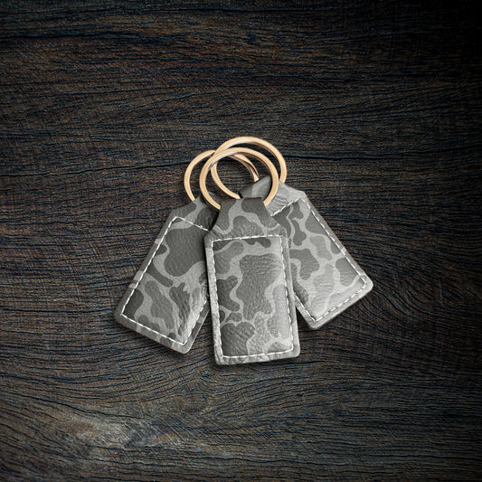 Custom Laser-Engraved Leatherette Keychain | Stitched Rectangle