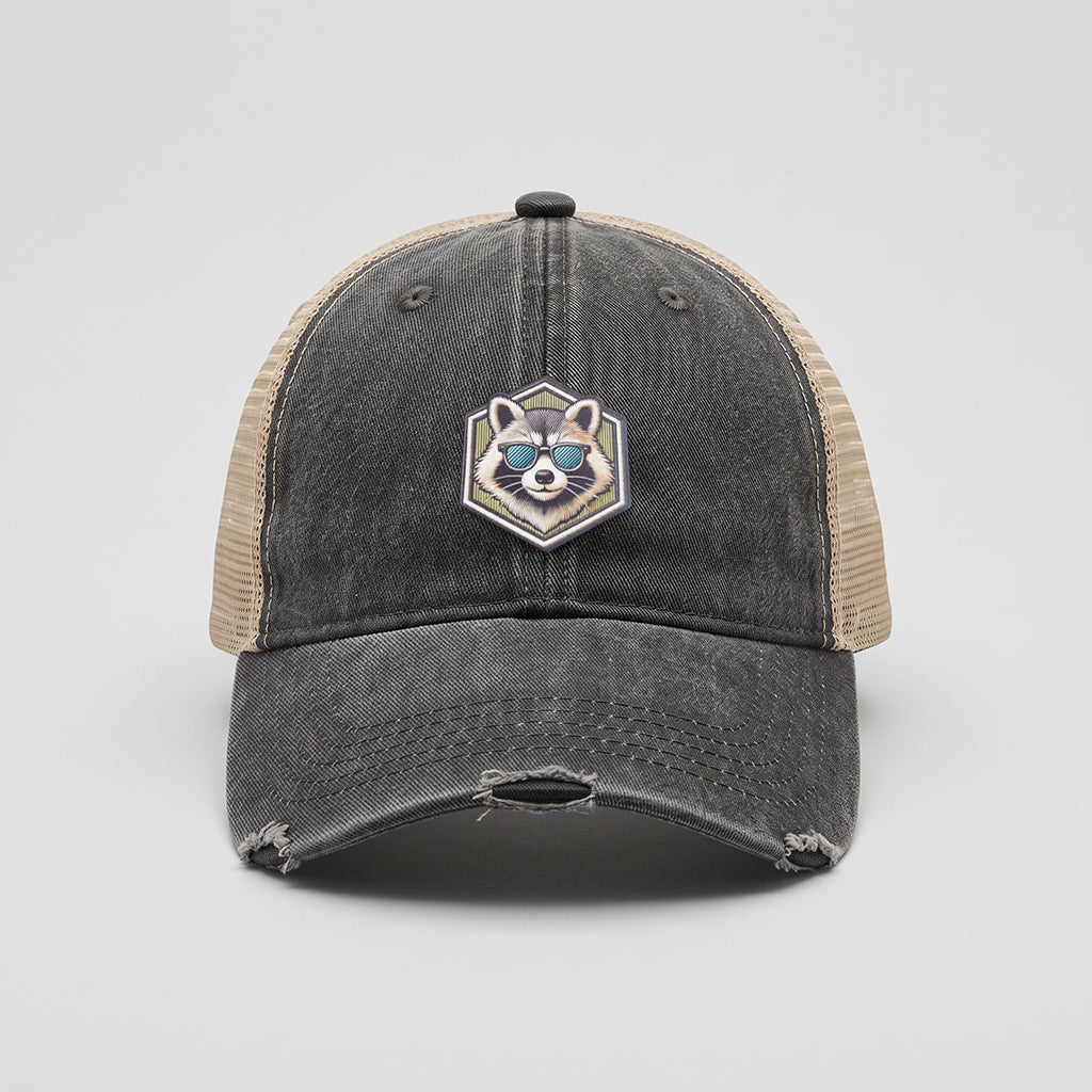 Cool Raccoon Adams Distressed Ollie Trucker Hat