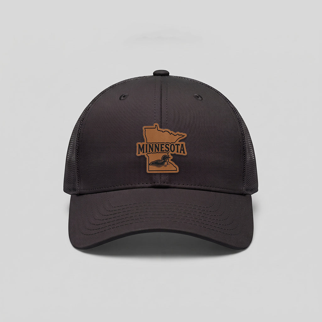 Minnesota Loon Leather Patch Yupoong Retro Trucker Hat