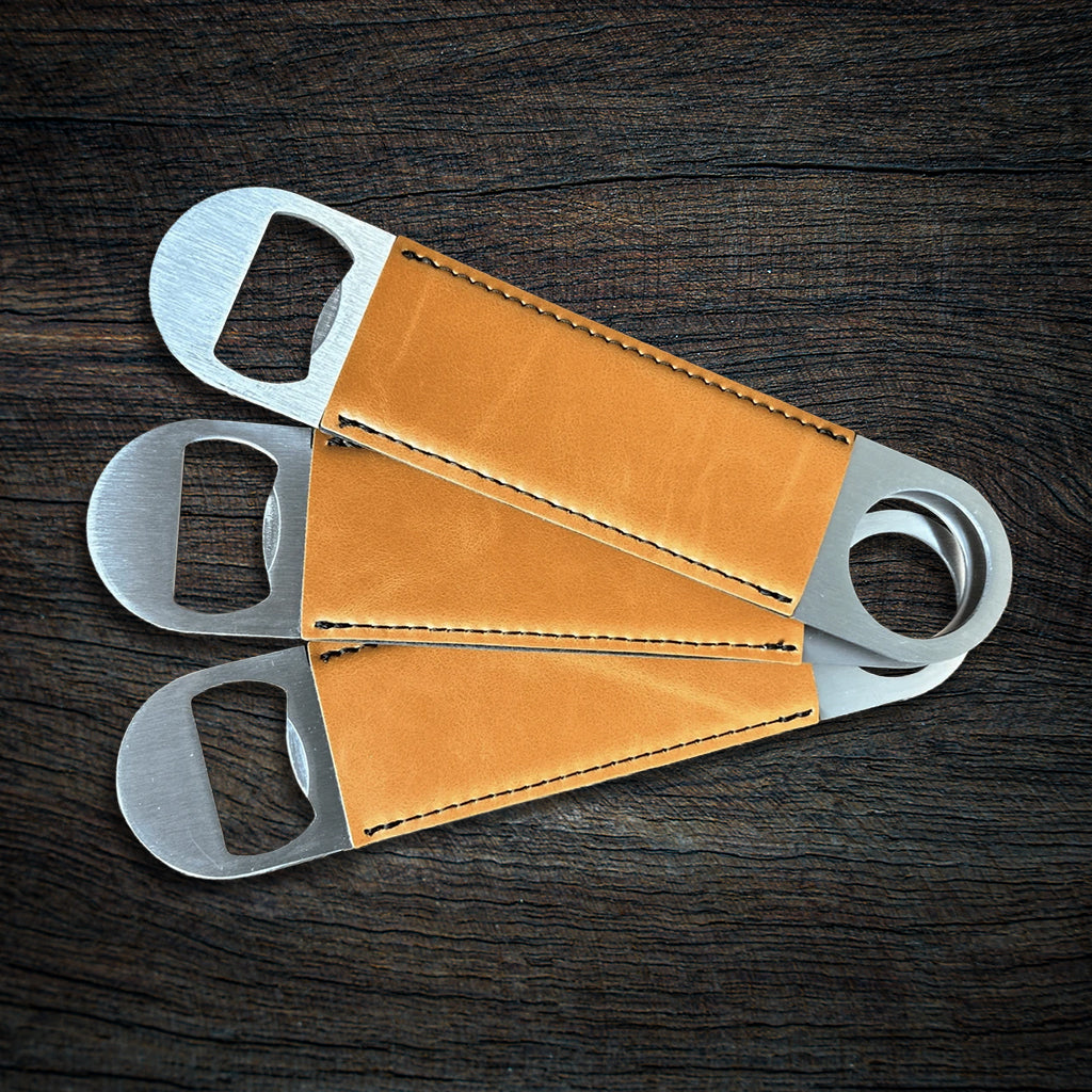 Custom Laser-Engraved Leatherette Speed Bottle Opener | Heavy-Duty Bar Blade