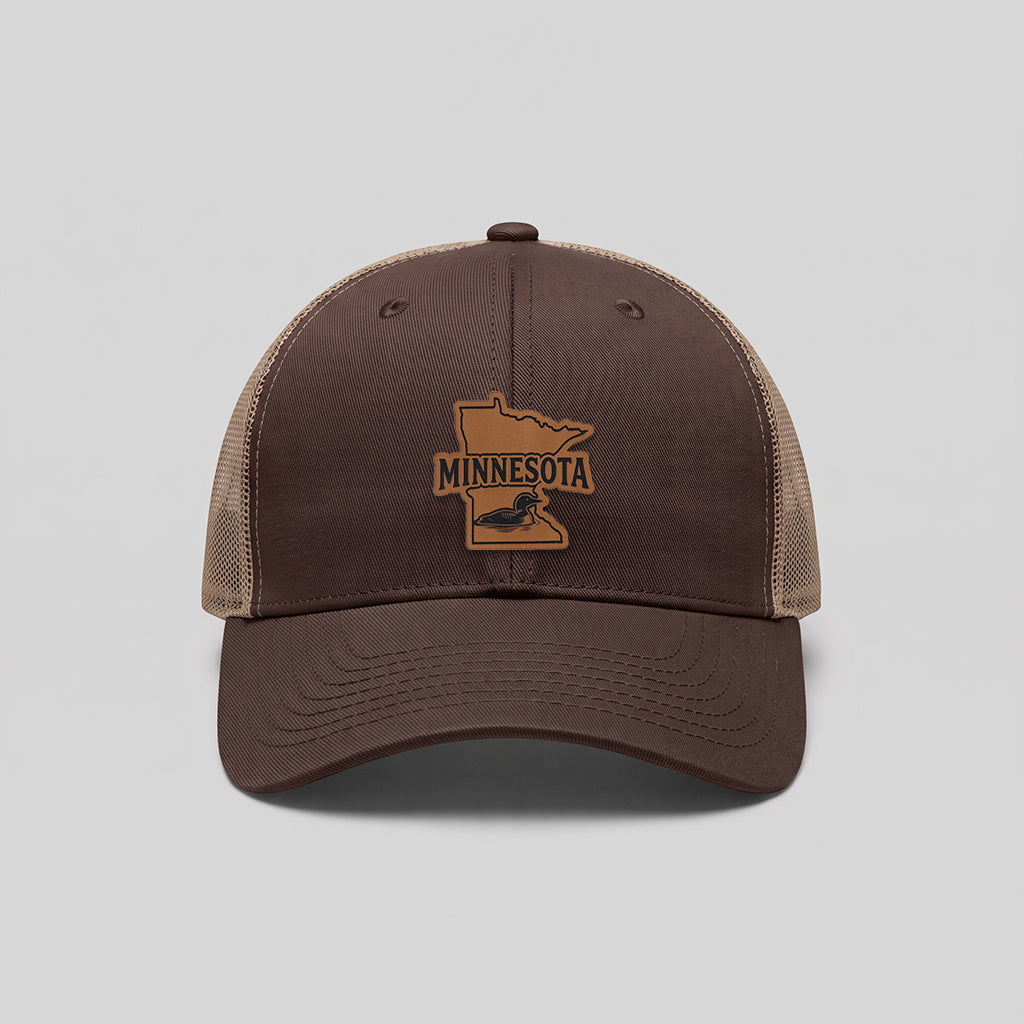 Minnesota Loon Leather Patch Yupoong Retro Trucker Hat