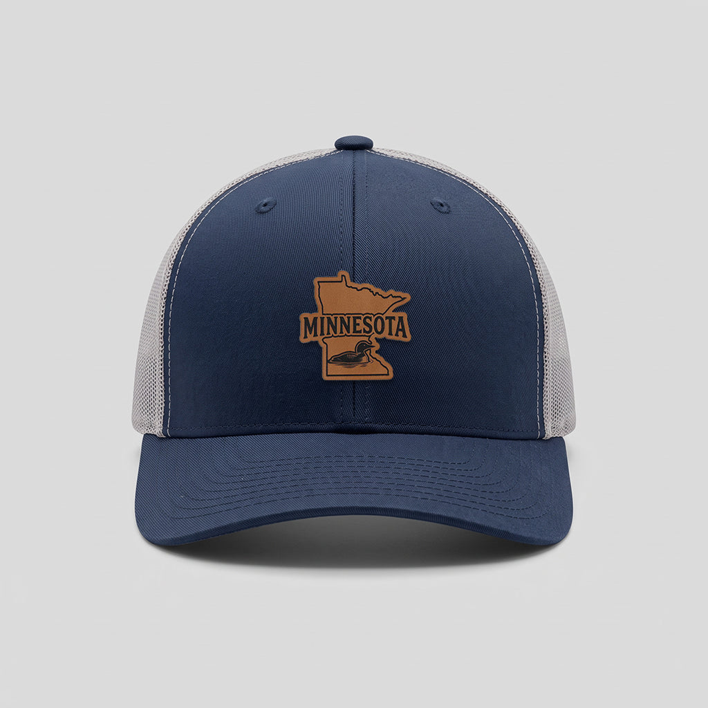 Minnesota Loon Leather Patch Yupoong Retro Trucker Hat