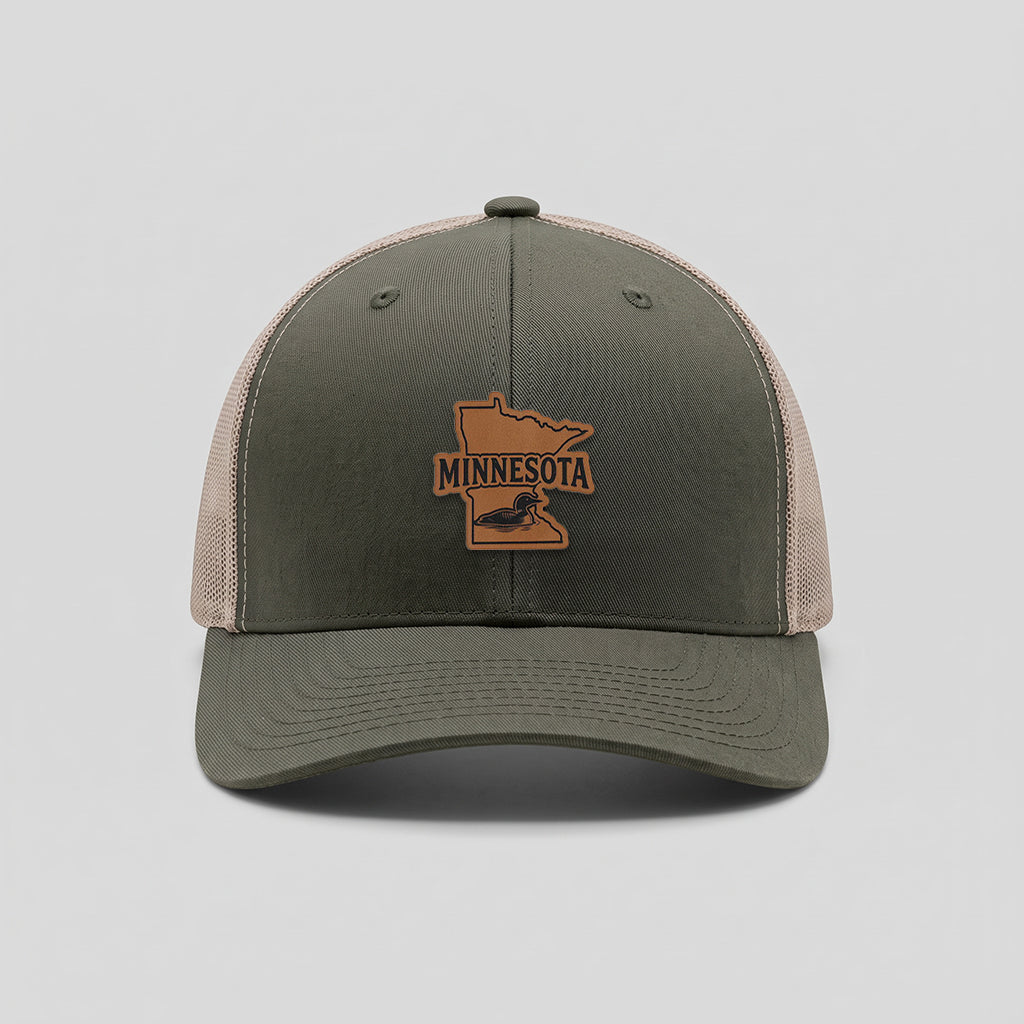 Minnesota Loon Leather Patch Yupoong Retro Trucker Hat