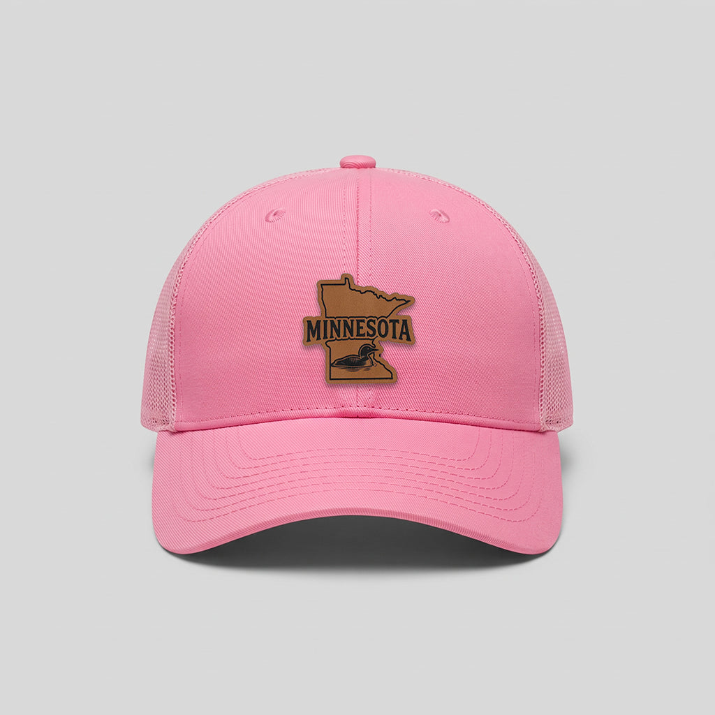 Minnesota Loon Leather Patch Yupoong Retro Trucker Hat