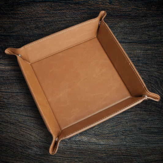 Custom Laser-Engraved Leatherette Valet Tray | Snap Catchall Organizer