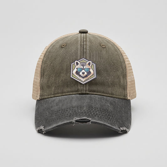 Cool Raccoon Adams Distressed Ollie Trucker Hat