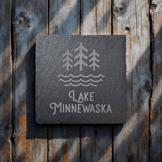 Lake Minnewaska Icon Slate Coaster (Square or Round)