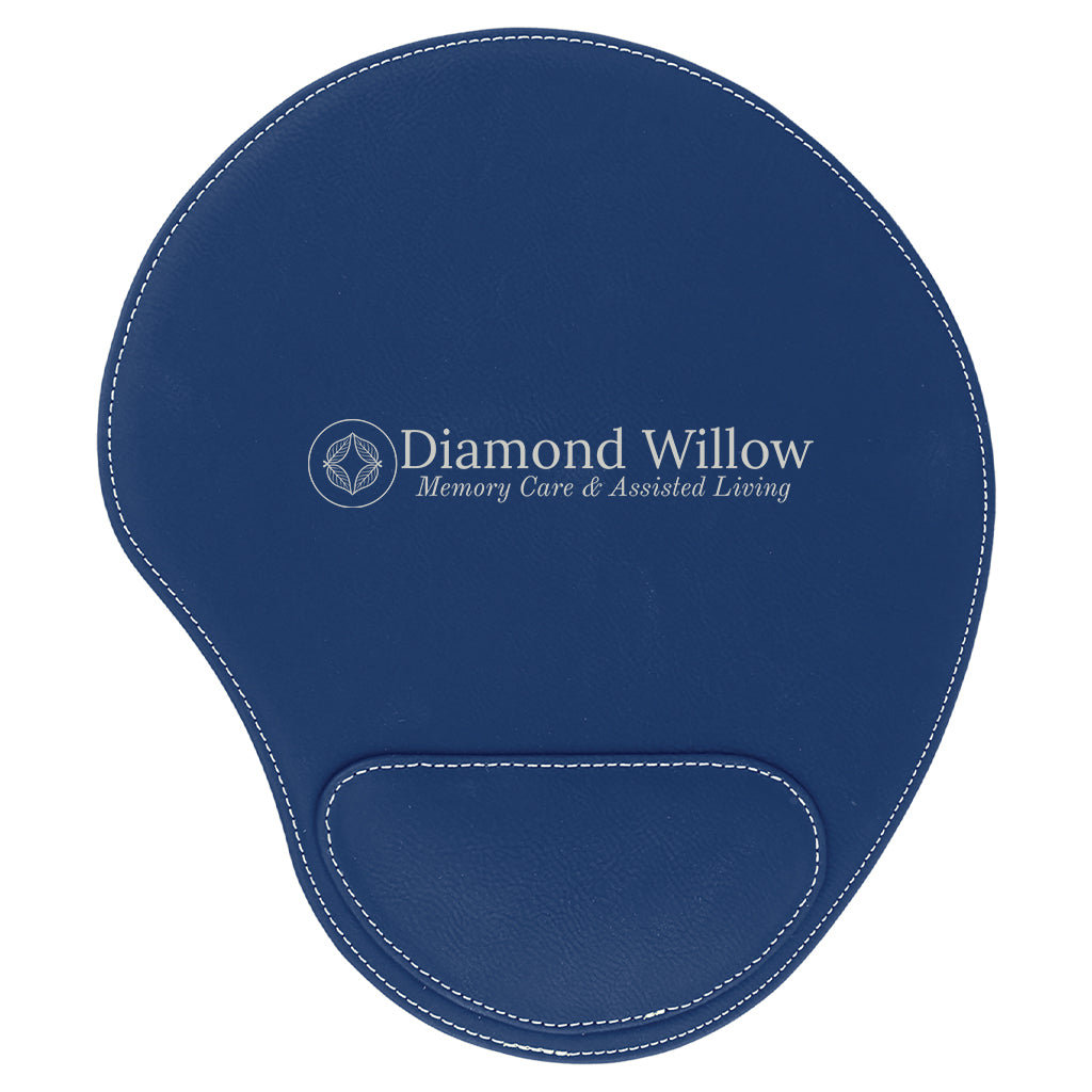 Blue/Silver Leatherette Mouse Pad
