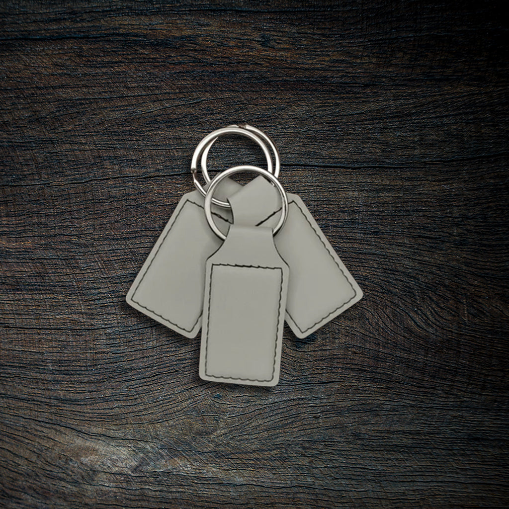 Custom Laser-Engraved Leatherette Keychain | Stitched Rectangle