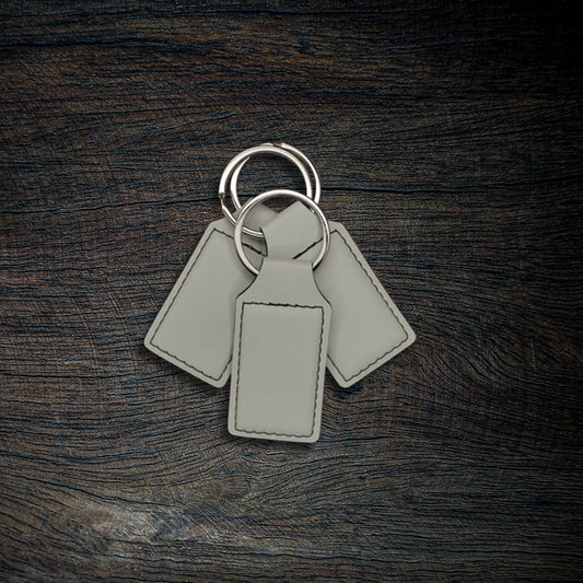 Custom Laser-Engraved Leatherette Keychain | Stitched Rectangle