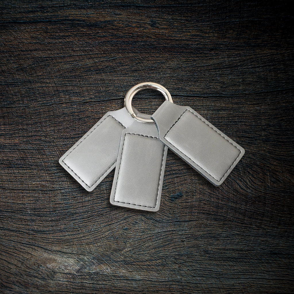 Custom Laser-Engraved Leatherette Keychain | Stitched Rectangle
