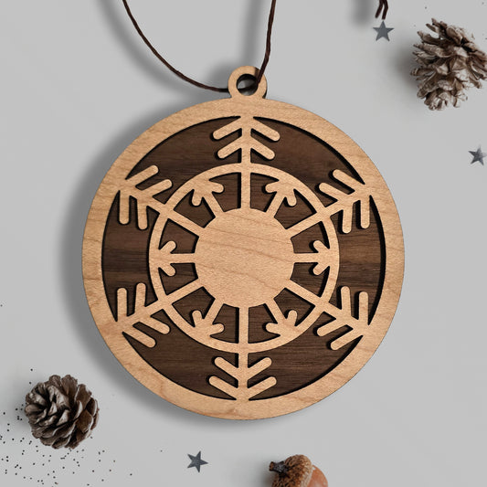 Nordic Snowflake Layered Wood Ornament