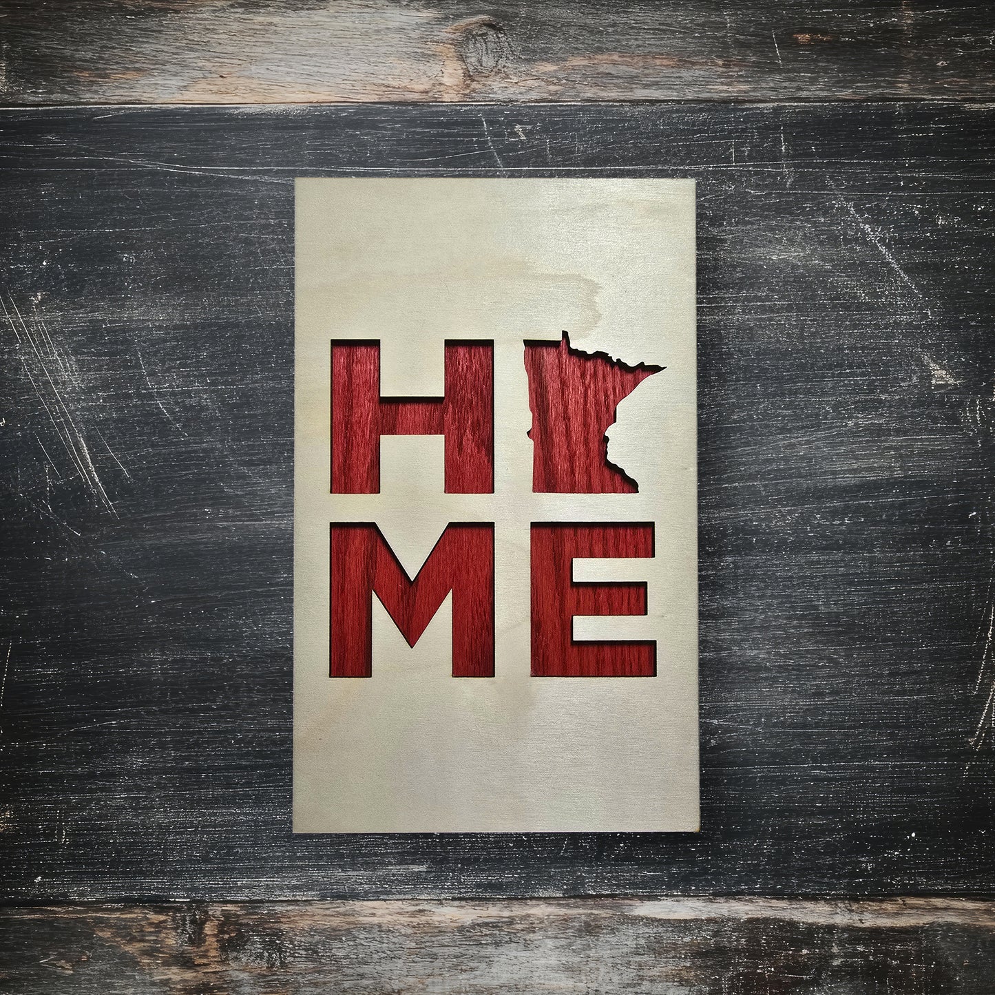Minnesota "HOME" Wood Sign