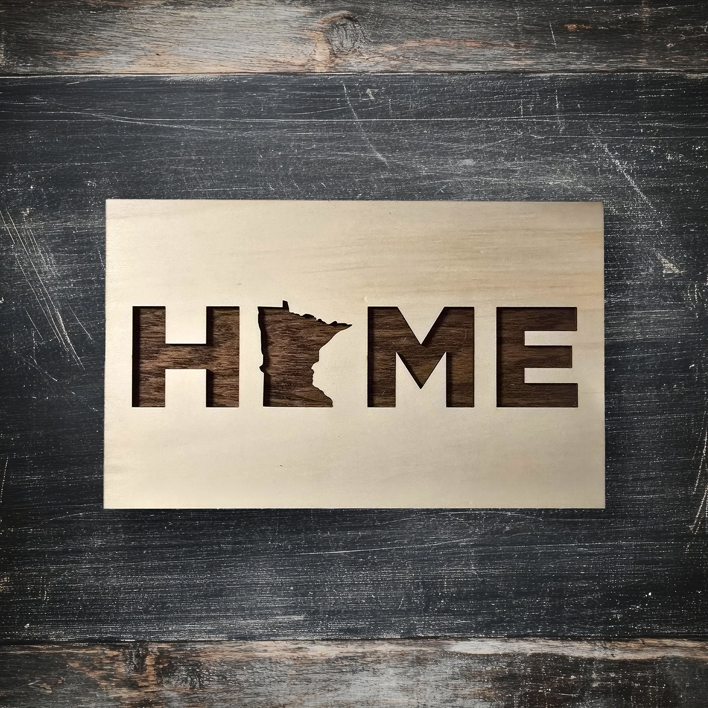 Minnesota "HOME" Wood Sign
