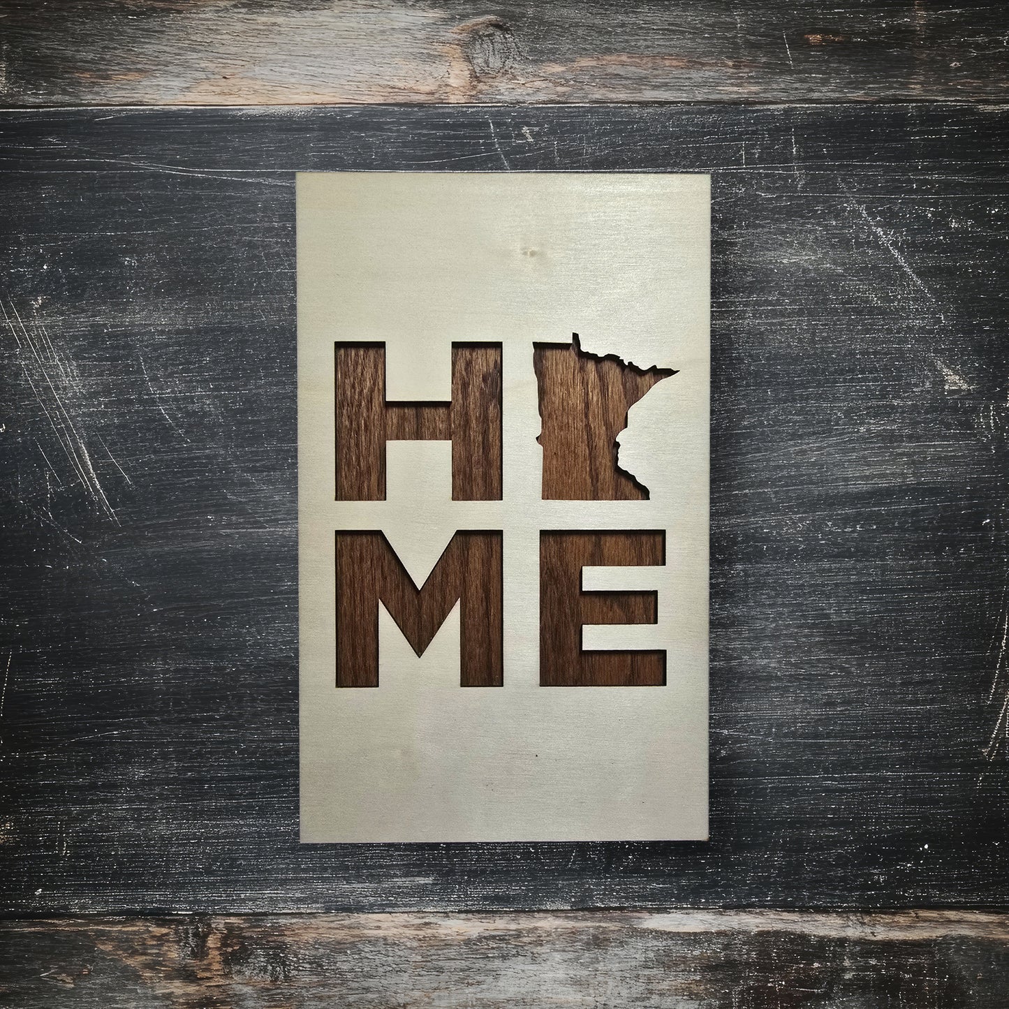 Minnesota "HOME" Wood Sign