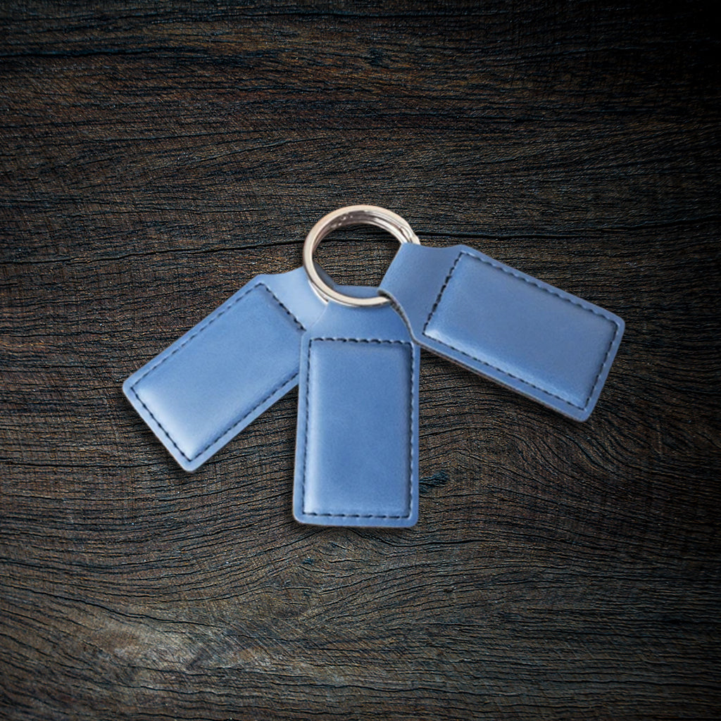 Custom Laser-Engraved Leatherette Keychain | Stitched Rectangle