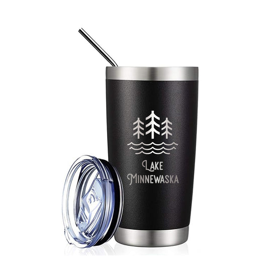 Lake Minnewaska Icon Stainless Steel Tumbler (Black)