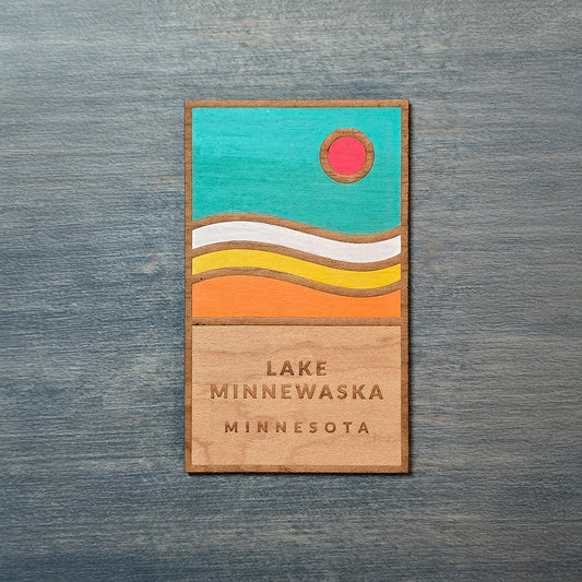 Lake Minnewaska Hand-Painted Maple Wood Magnet