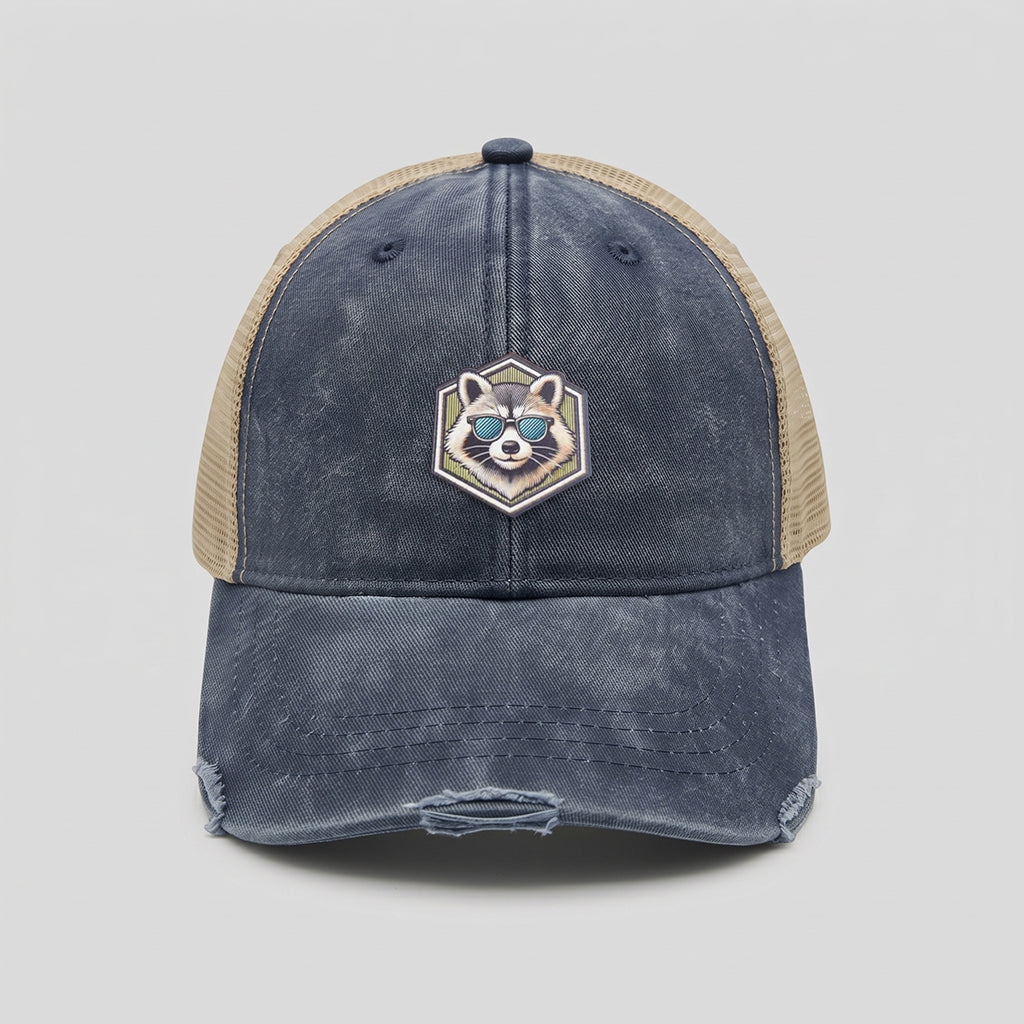 Cool Raccoon Adams Distressed Ollie Trucker Hat
