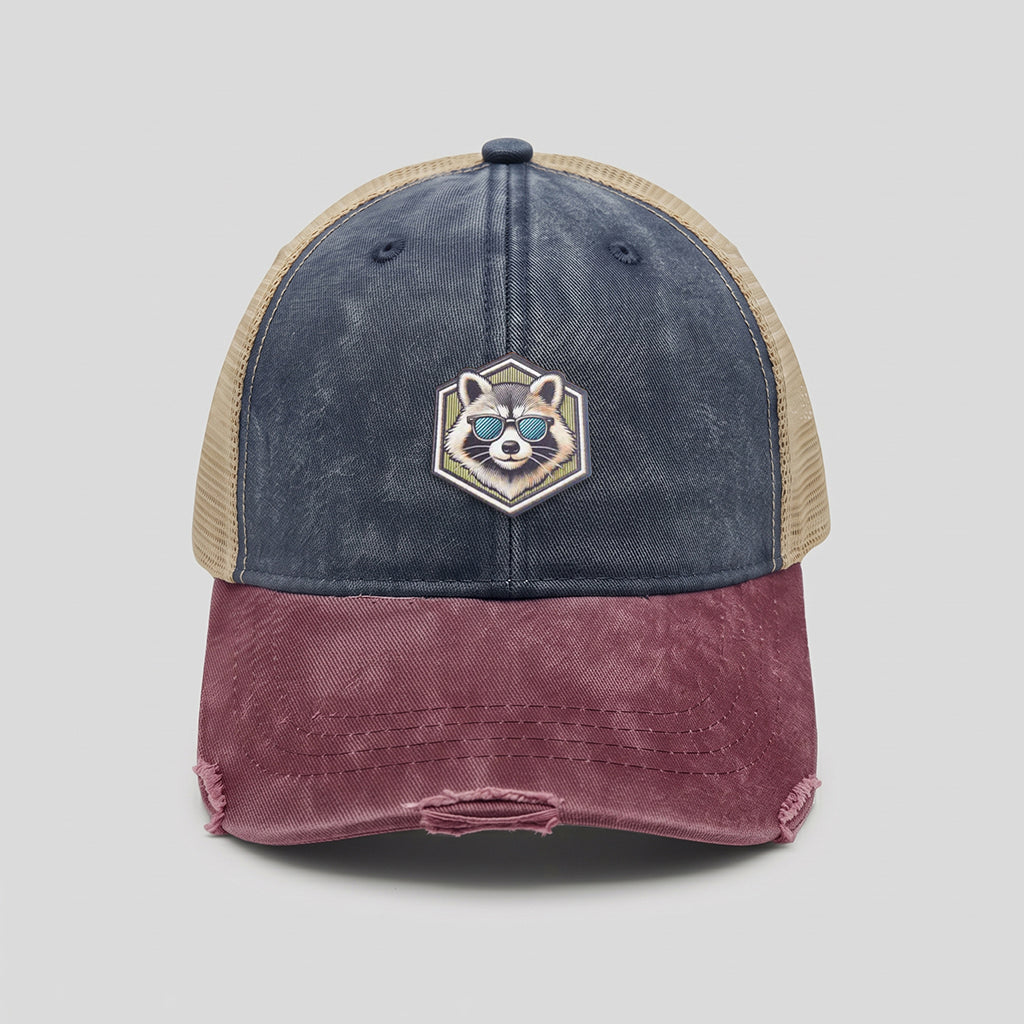 Cool Raccoon Adams Distressed Ollie Trucker Hat