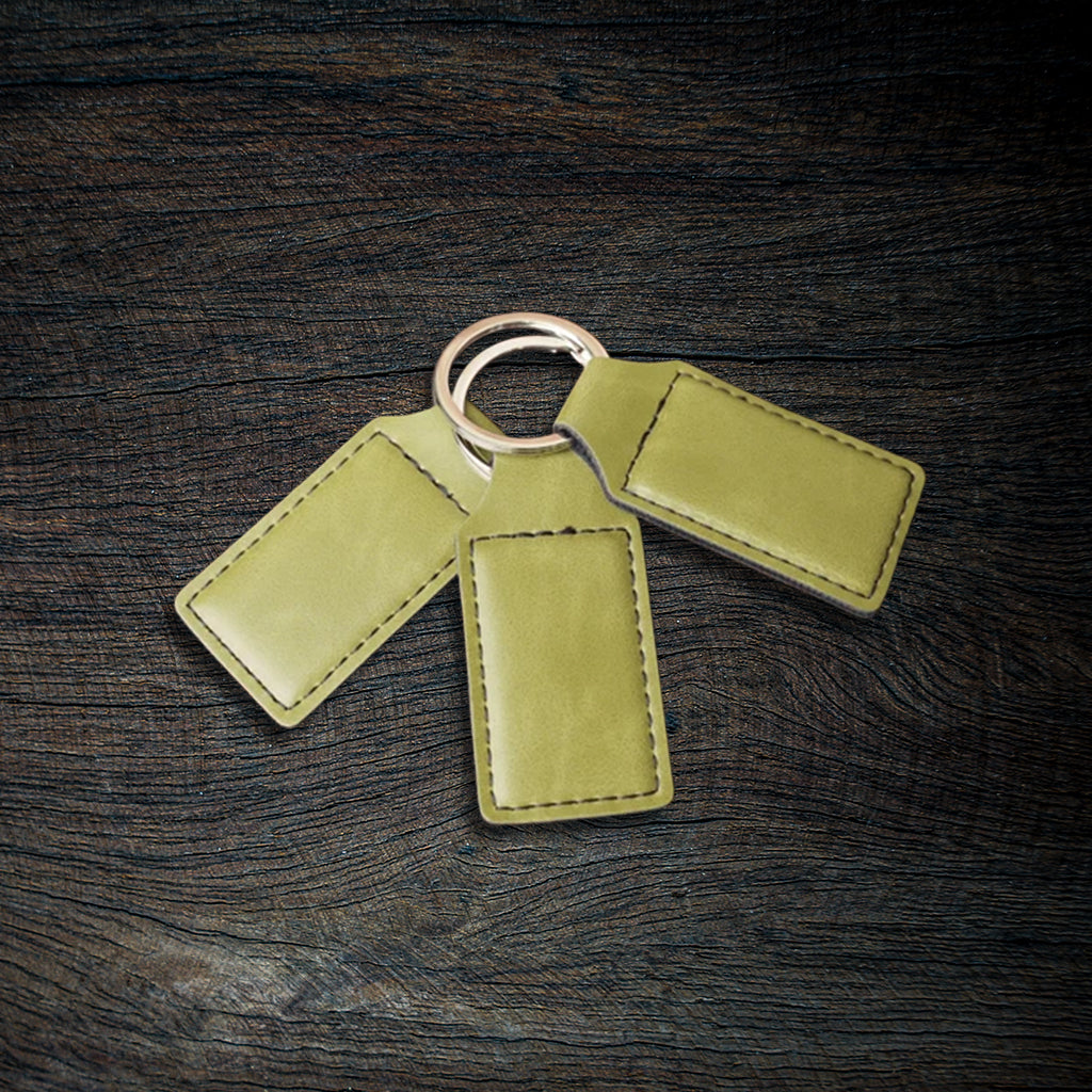 Custom Laser-Engraved Leatherette Keychain | Stitched Rectangle