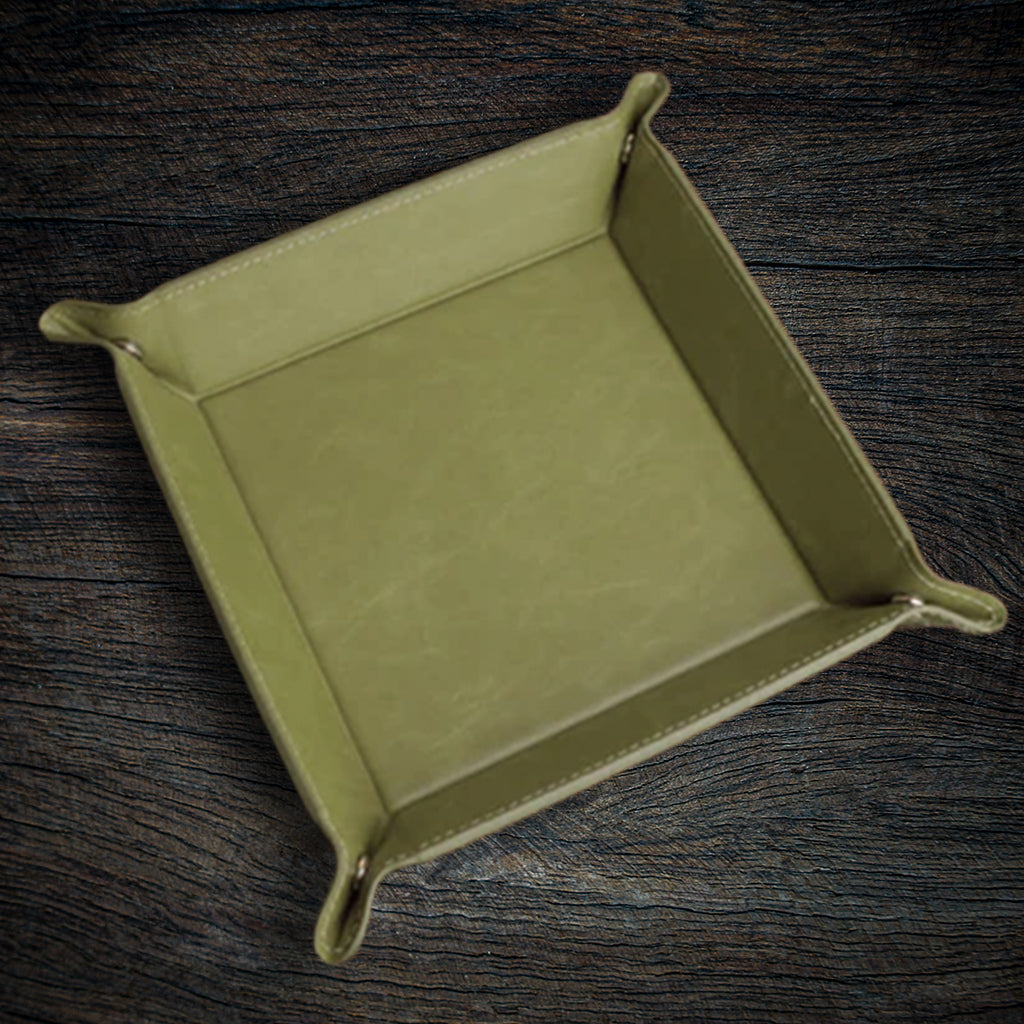 Custom Laser-Engraved Leatherette Valet Tray | Snap Catchall Organizer