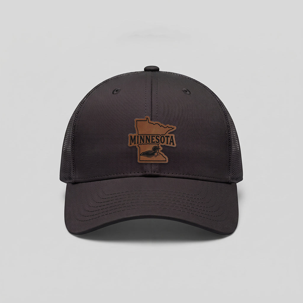 Minnesota Loon Leather Patch Yupoong Retro Trucker Hat