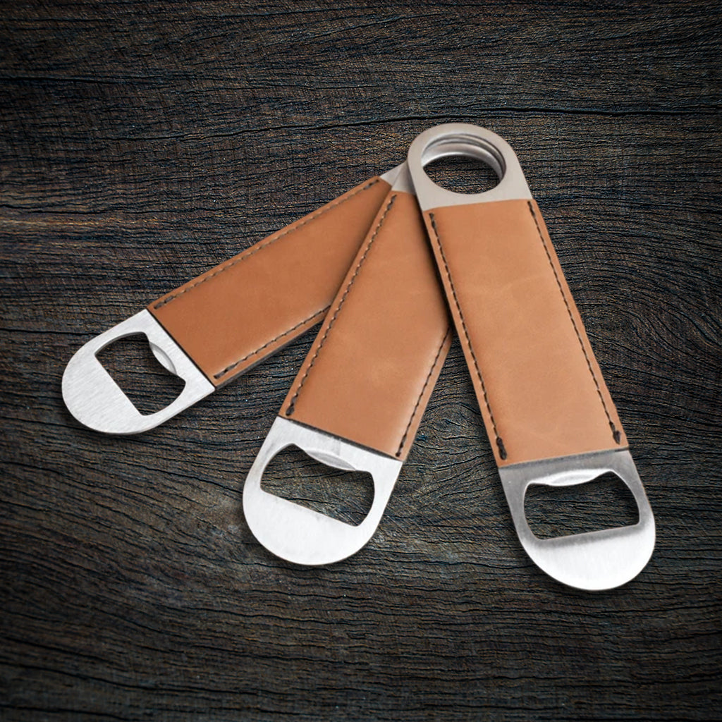 Custom Laser-Engraved Leatherette Speed Bottle Opener | Heavy-Duty Bar Blade