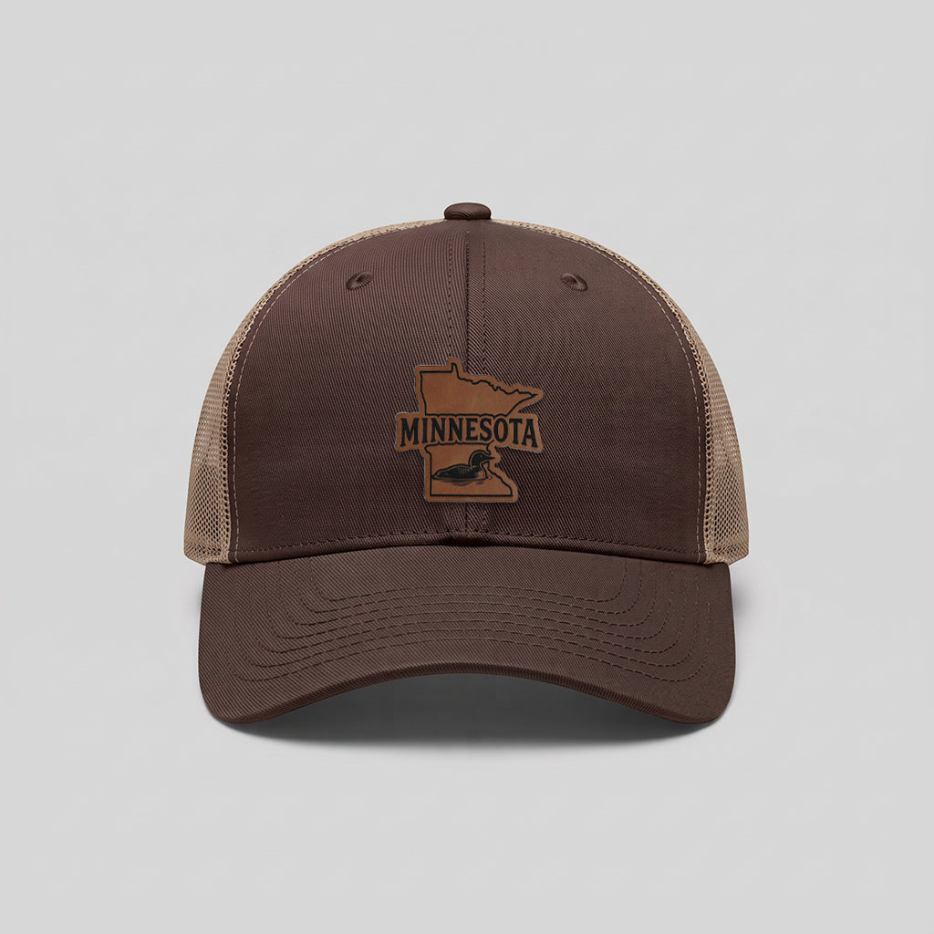 Minnesota Loon Leather Patch Yupoong Retro Trucker Hat