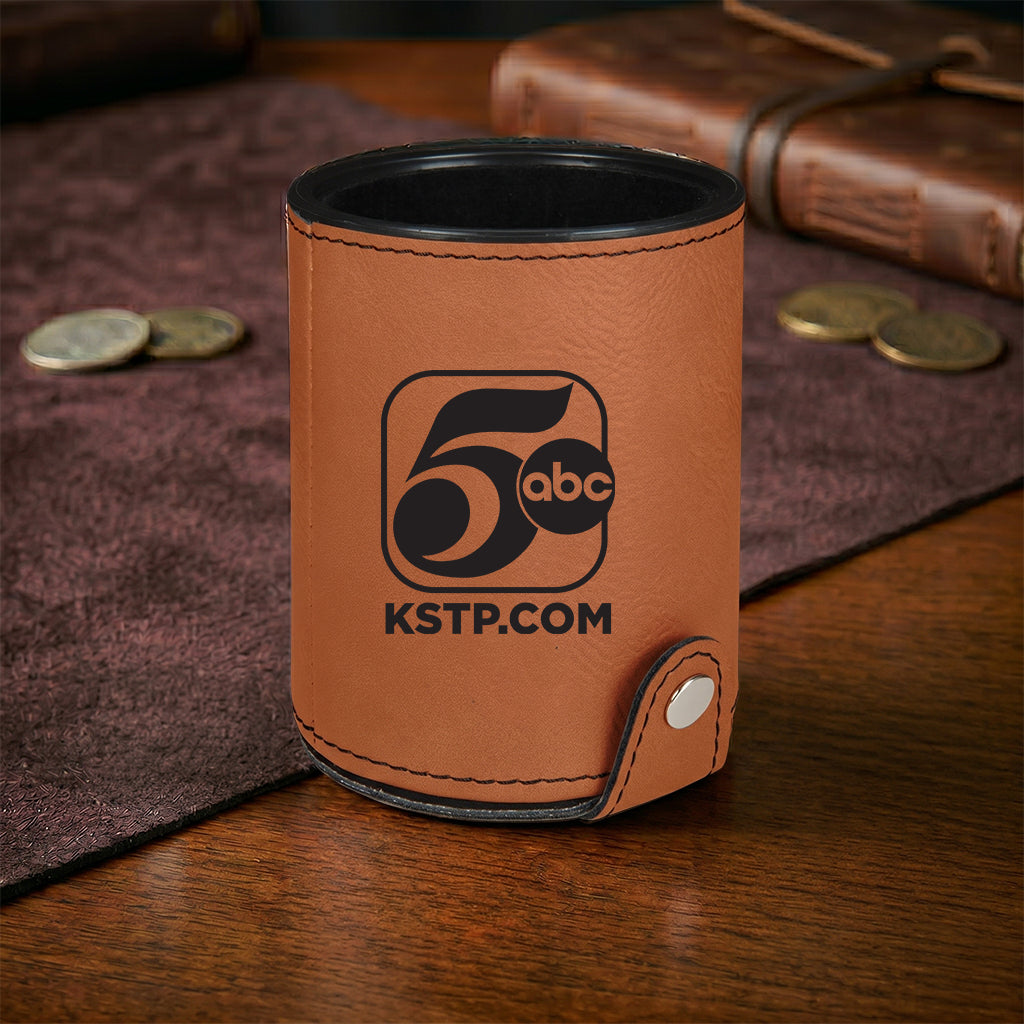 KSTP Custom Engraved Leatherette Dice Cup