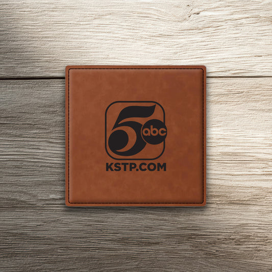 KSTP Custom Engraved Leatherette Coaster