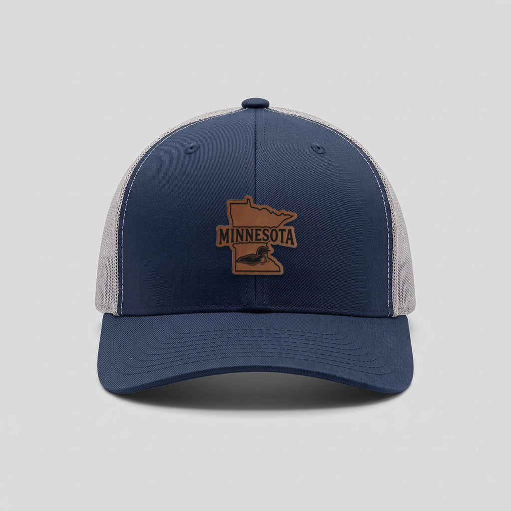 Minnesota Loon Leather Patch Yupoong Retro Trucker Hat