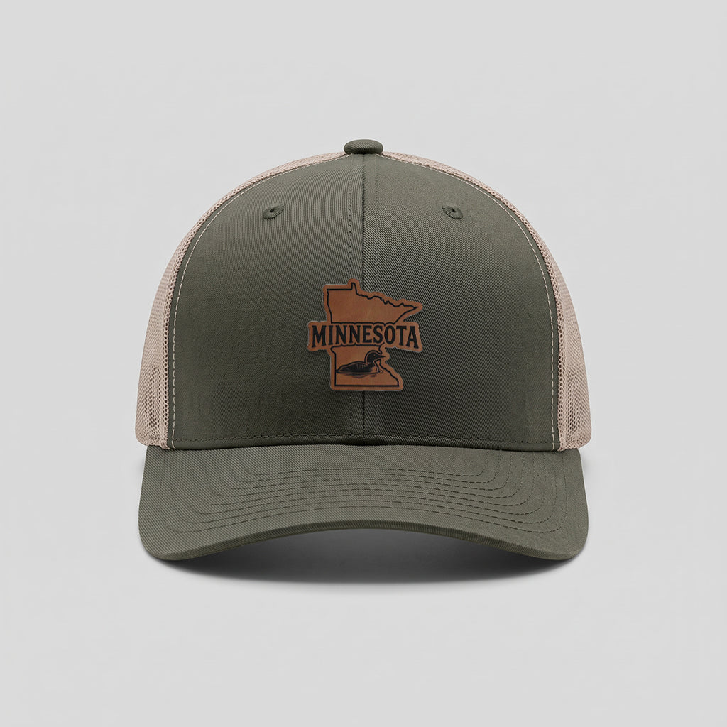 Minnesota Loon Leather Patch Yupoong Retro Trucker Hat