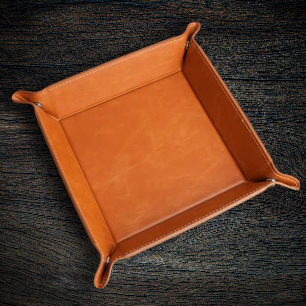 Custom Laser-Engraved Leatherette Valet Tray | Snap Catchall Organizer