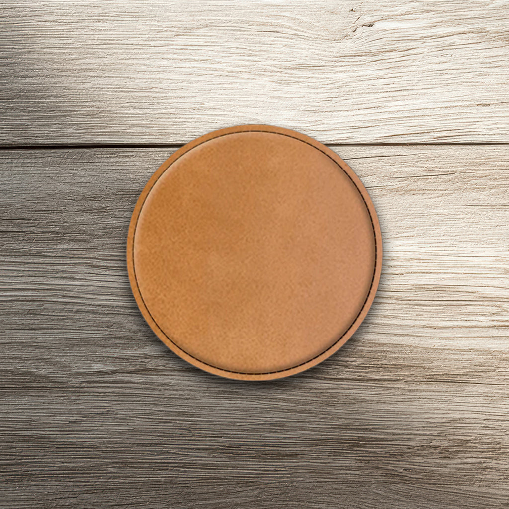 Custom Laser-Engraved Round Leatherette Coasters