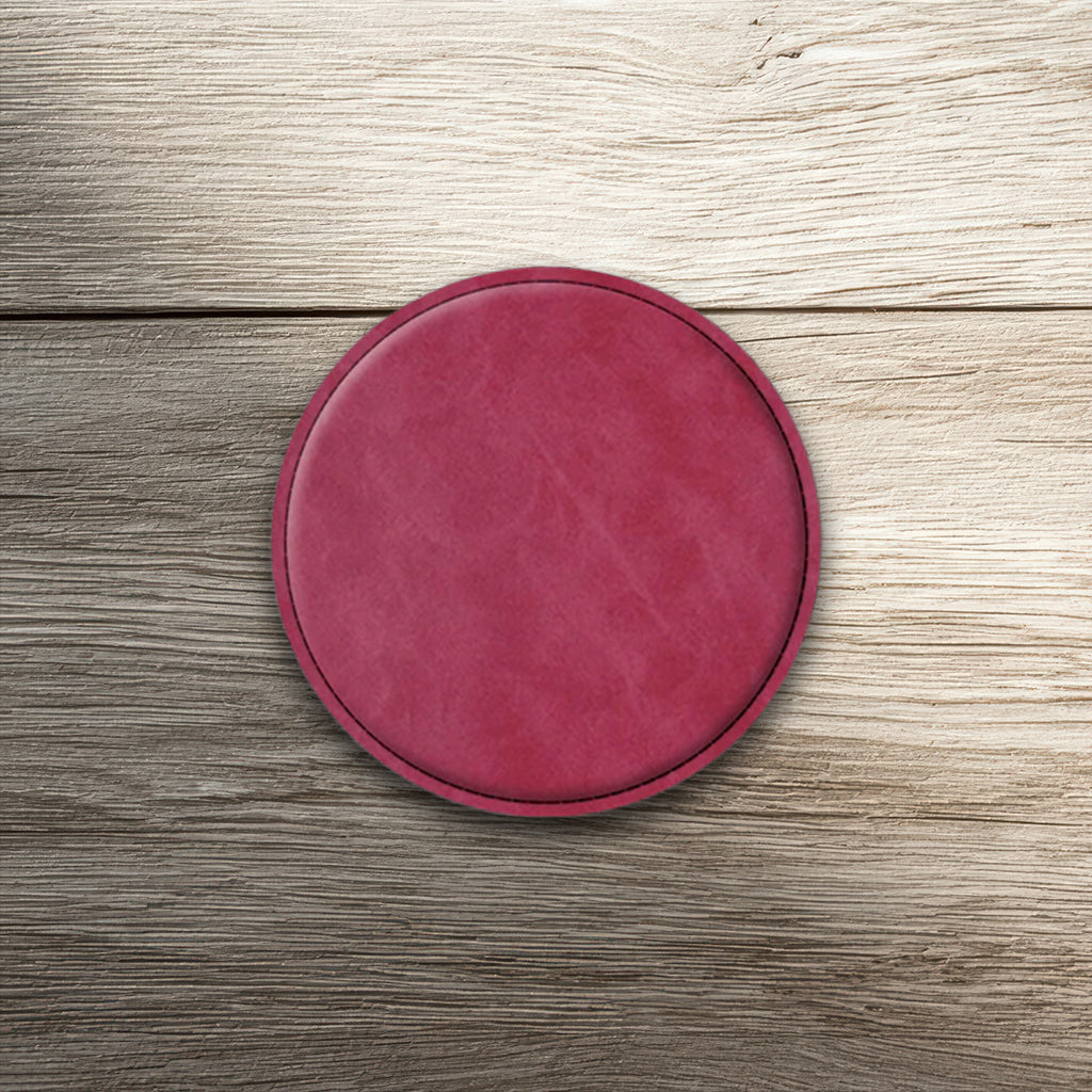 Custom Laser-Engraved Round Leatherette Coasters