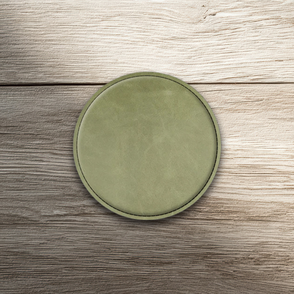 Custom Laser-Engraved Round Leatherette Coasters